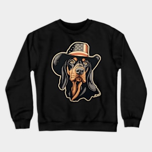 Patriotic Black and Tan Coonhound Crewneck Sweatshirt